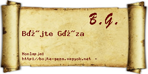 Böjte Géza névjegykártya